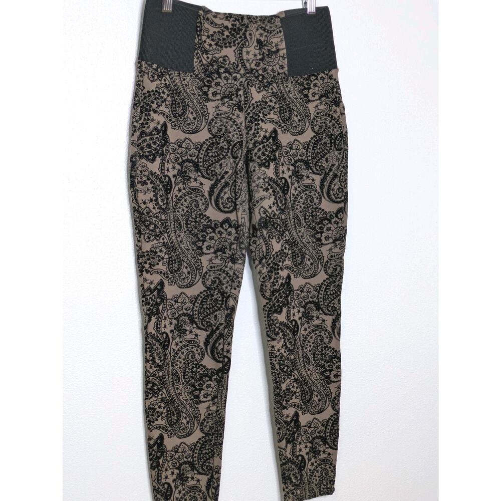 Maurice Paisley Brown Black Textured Stretch Pants Women’s Size M - Picture 2 of 7